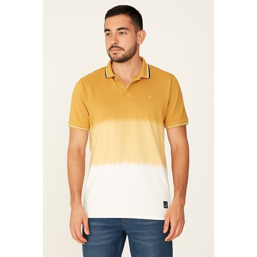 A. Tiziano Dip Dye Polo Shirt Mustard White Size 5X